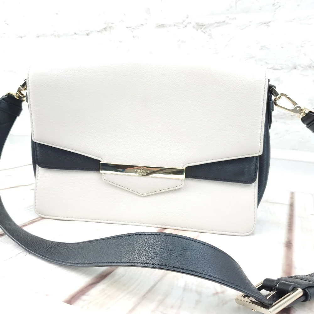 Kate Spade Black and Cream Leather Shoulder Bag